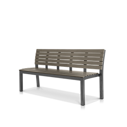 6' Highback Bench Tex Gray Frame with Gray Seat&Back